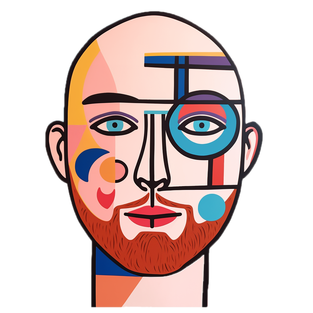 An abstract representation of Marijn's head generated using Midjourney
